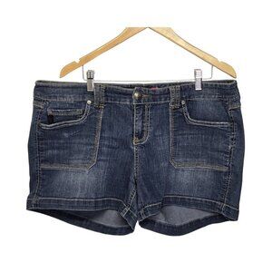 Torrid Women Denim Jean Shorts Size 18 Stretch Cotton Blend Dark Wash Casual
